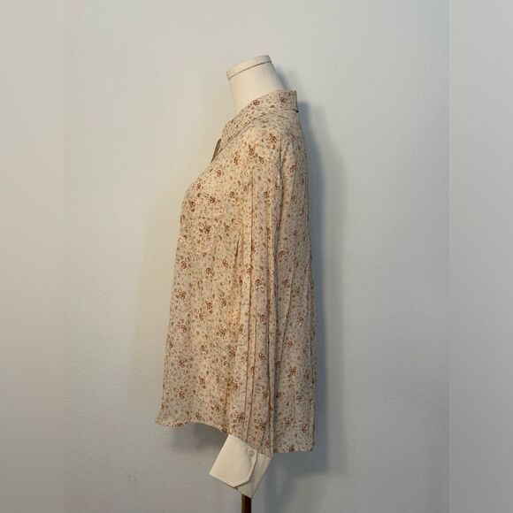 NWOT Chloe Silk Dew Pink C Micro Flower Motif Button Up Blouse Women’s Size 10 - Picture 11 of 16